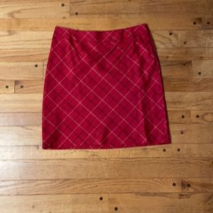 Loft red plaid skirt size 10